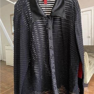 JS Collections Black Sheer Button Top/Blouse Size 22/24